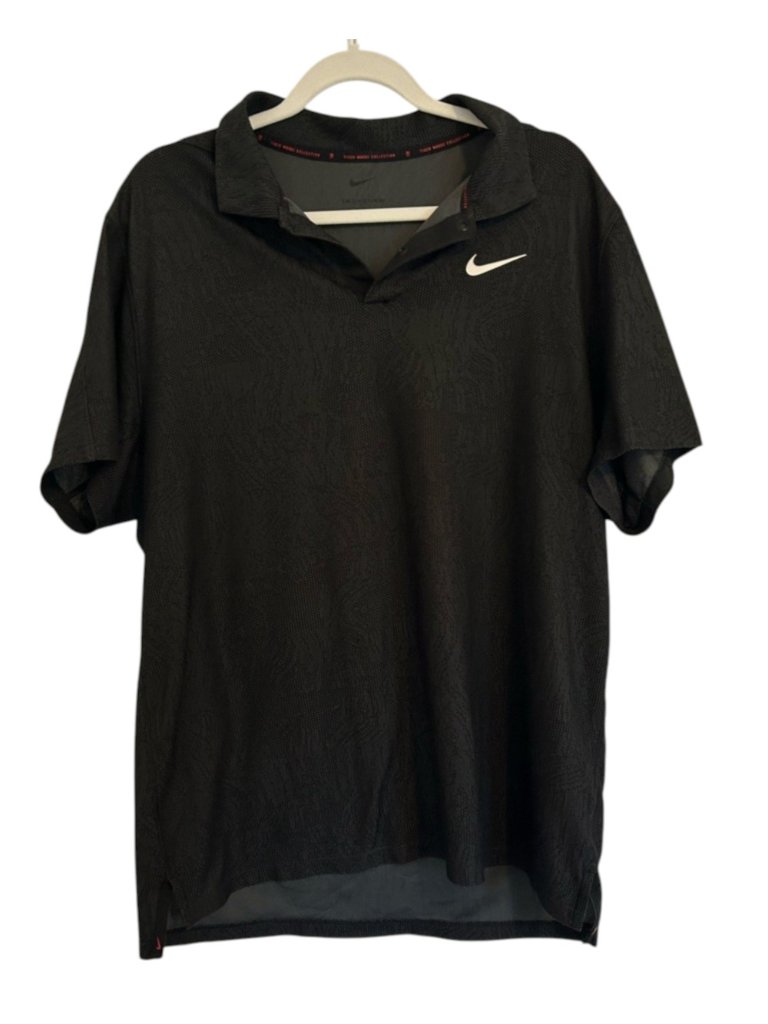 Tiger Woods Black Textured Golf Polo Large